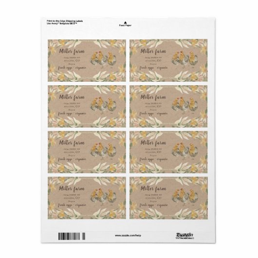 Rustieke Herfst Tones Boerderij Ei Karton Label (Full Sheet)