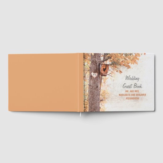Rustieke Herfst Tree en gesneden hart bruiloft Gastenboek (Volledig)