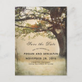 Rustieke Herfst Tree en Twinkle Lights Save the Da Aankondigingskaart (Voorkant)