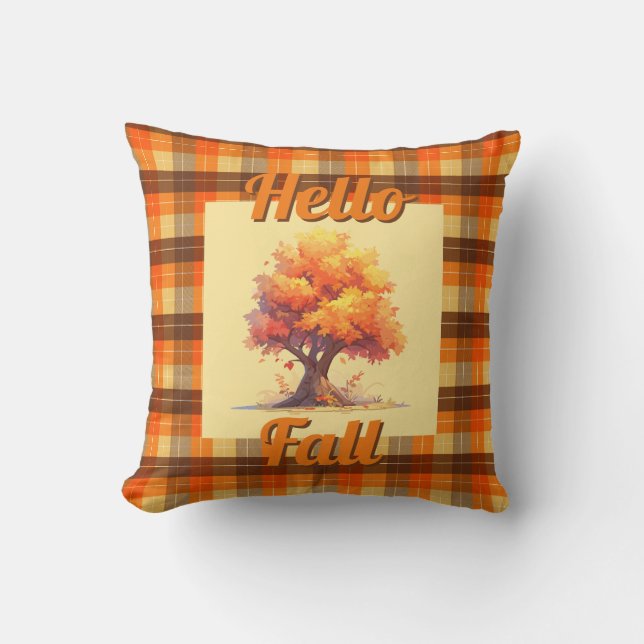 Rustieke Herfst Tree Plaid Boerderij Home Decor Kussen (Voorkant)