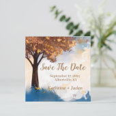 Rustieke Herfst Tree Sla de datum (Staand voorkant)