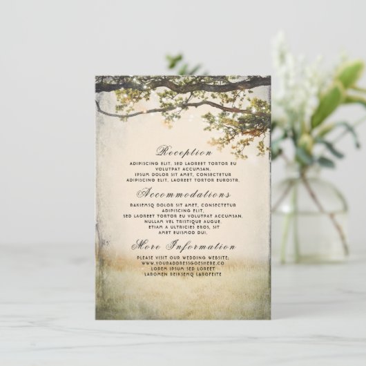 Rustieke Herfst Tree takken bruiloft details Informatiekaartje (Staand voorkant)