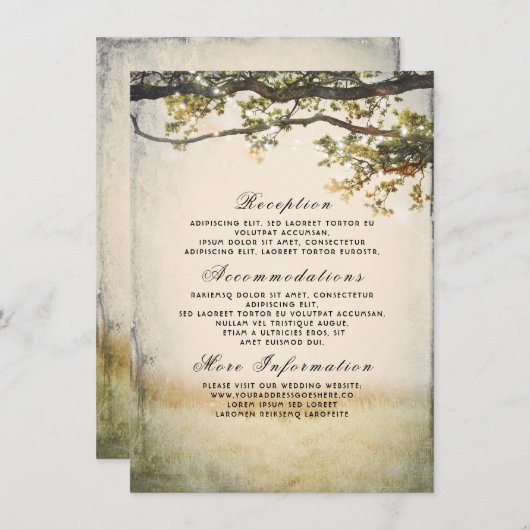 Rustieke Herfst Tree takken bruiloft details Informatiekaartje (Voorkant / Achterkant)
