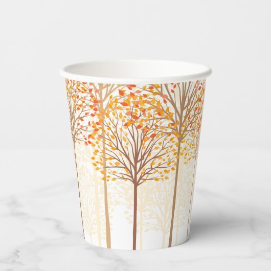 Rustieke Herfst Trees Terracotta Verjaardagsfeestj Papieren Bekers (Achterkant)