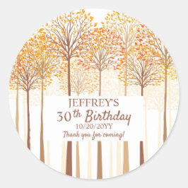 Rustieke Herfst Trees Terracotta Verjaardagsfeestj Ronde Sticker