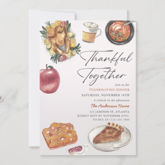 Rustieke Herfst Turkije Dankbaar Thanksgiving Dine Kaart (Voorkant)