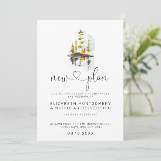 Rustieke herfst | Uitgestelde bruiloft aankondigin Kaart (Staand voorkant)