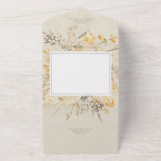 Rustieke Herfst Velden Wildflower QR Code All In One Uitnodiging (Buitenkant)