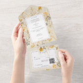 Rustieke Herfst Velden Wildflower QR Code All In One Uitnodiging (Afscheurbaar)