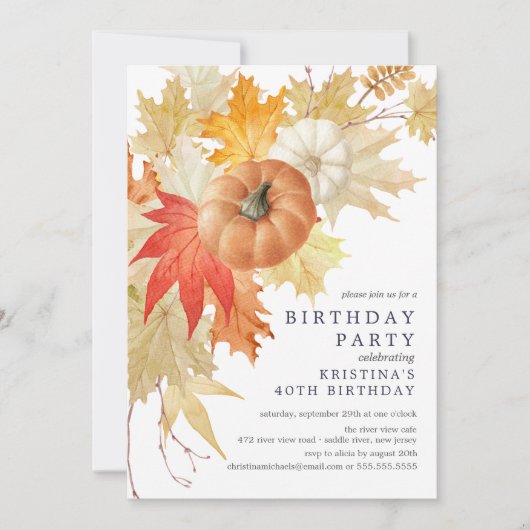 Rustieke herfst verjaardag uitnodiging (Voorkant)