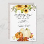 Rustieke Herfst Verjaardagsfeestje Pompoenblad Zon Kaart (Voorkant / Achterkant)