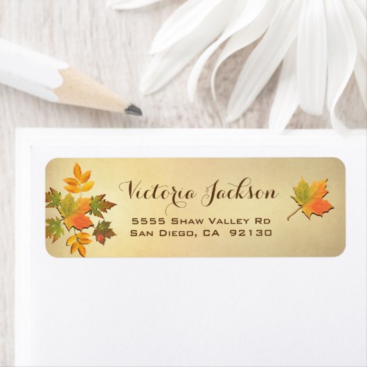 Rustieke herfst verlaat adreslabel etiket (Insitu)