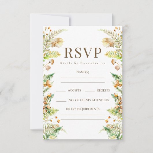 Rustieke herfst verlaat Boho Fall Wedding RSVP-kaa RSVP Kaartje (Voorkant)