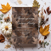 Rustieke herfst verlaat Thanksgiving Dinner Party Kaart