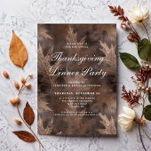 Rustieke herfst verlaat Thanksgiving Dinner Party Kaart