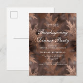 Rustieke herfst verlaat Thanksgiving Dinner Party Uitnodiging Briefkaart (Voorkant / Achterkant)