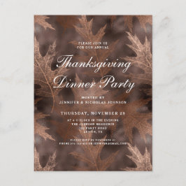 Rustieke herfst verlaat Thanksgiving Dinner Party Uitnodiging Briefkaart