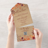 Rustieke Herfst Verliefd Hertenbloem QR Code Trouw All In One Uitnodiging (Afscheurbaar)