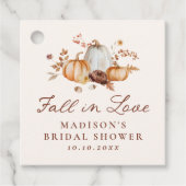 Rustieke Herfst Verliefd Pompoen Bloemige Bruidsdi Bedankjes Labels (Voorkant)