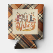 Rustieke Herfst Vibes Verbrand Sinaasappel Plaid P Blikjeskoeler (Voorkant)