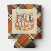 Rustieke Herfst Vibes Verbrand Sinaasappel Plaid P Blikjeskoeler (Achterkant)