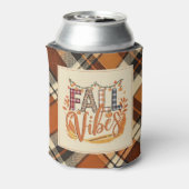 Rustieke Herfst Vibes Verbrand Sinaasappel Plaid P Blikjeskoeler (Blikje Achterkant)