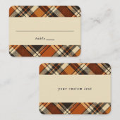 Rustieke Herfst Vibes Verbrand Sinaasappel Plaid P Plaatskaartje (Voorkant / Achterkant)