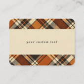 Rustieke Herfst Vibes Verbrand Sinaasappel Plaid P Plaatskaartje (Achterkant)