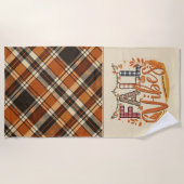 Rustieke Herfst Vibes Verbrand Sinaasappel Plaid P Strandlaken (Voorkant)