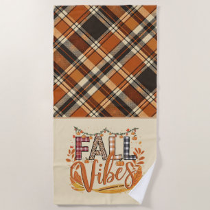 Rustieke Herfst Vibes Verbrand Sinaasappel Plaid P Strandlaken