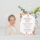Rustieke herfst viering van het leven rouwfoto kaart (Staand voorkant)