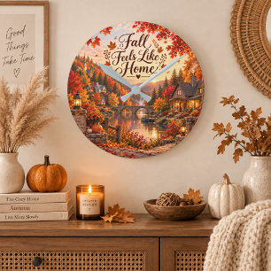 Rustieke herfst voelt als thuis illustratie ronde klok