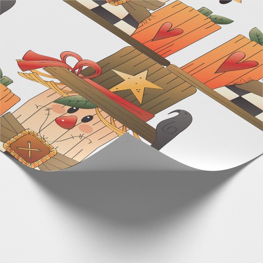 Rustieke Herfst vogelverschrikker met pompoenen en Cadeaupapier