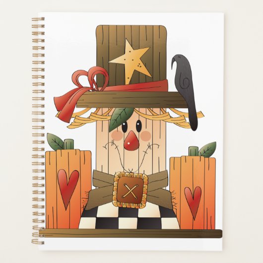 Rustieke Herfst vogelverschrikker met pompoenen en Planner (Voorkant)