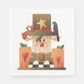 Rustieke Herfst vogelverschrikker met pompoenen en Servet (Voorkant)