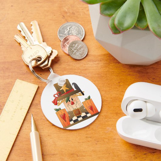 Rustieke Herfst vogelverschrikker met pompoenen en Sleutelhanger