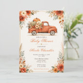 Rustieke herfst-vrachtwagen babyshower kaart (Staand voorkant)