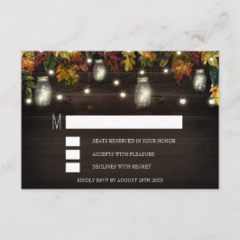 Rustieke herfst vuurvlieg Mason Jar trouw RSVP kaa Kaartje