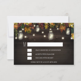 Rustieke herfst vuurvlieg Mason Jar trouw RSVP kaa Kaartje