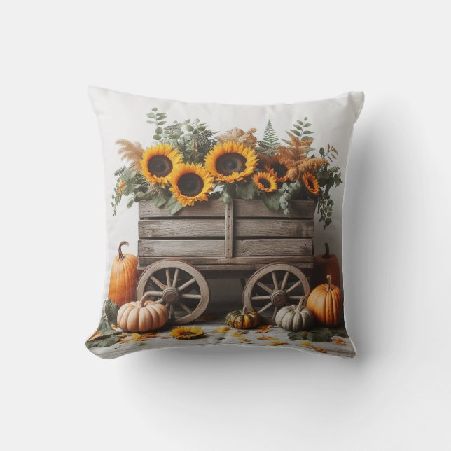 rustieke Herfst wagen Kussen (Voorkant)