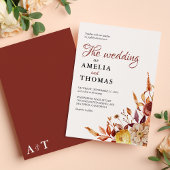 Rustieke Herfst Warm Waterverf Bloemen Boeket Huwe Kaart