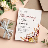 Rustieke Herfst Warm Waterverf Bloemen Boeket Huwe Kaart