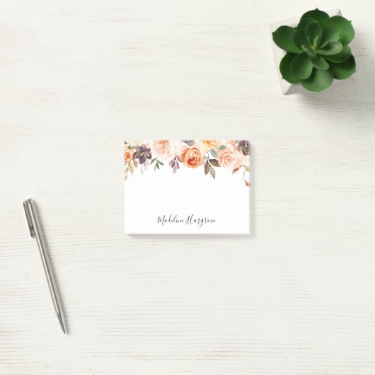 Rustieke Herfst Waterverf Bloemen Gepersonaliseerd Post-it® Notes (Kantoor)