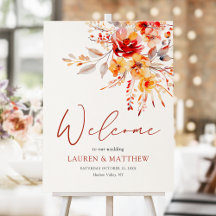 Rustieke Herfst Waterverf Bloemen Huwelijk Welkoms
