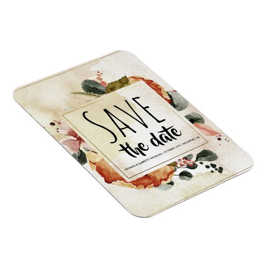 Rustieke herfst Waterverf Bloemen Save the Date Magneet (Rechterzijde)