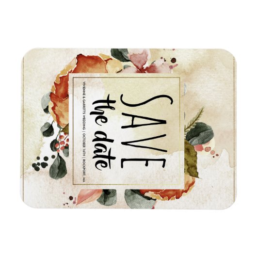 Rustieke herfst Waterverf Bloemen Save the Date Magneet (Horizontaal)