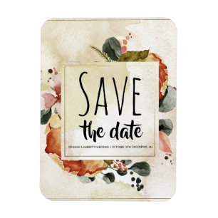 Rustieke herfst Waterverf Bloemen Save the Date Magneet