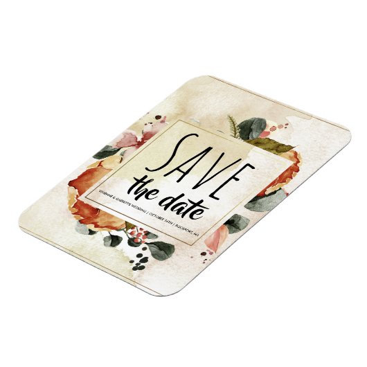 Rustieke herfst Waterverf Bloemen Save the Date Magneet (Linkerzijde)