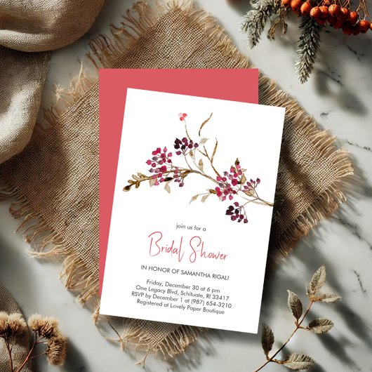 Rustieke Herfst Waterverf Bruids Douche Uitnodigin Kaart