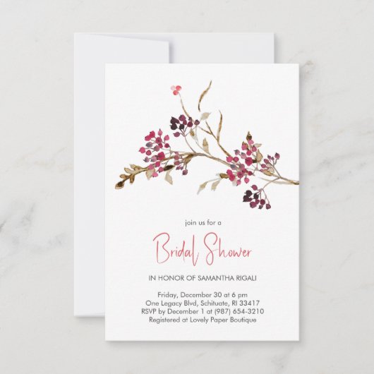 Rustieke Herfst Waterverf Bruids Douche Uitnodigin Kaart (Voorkant)